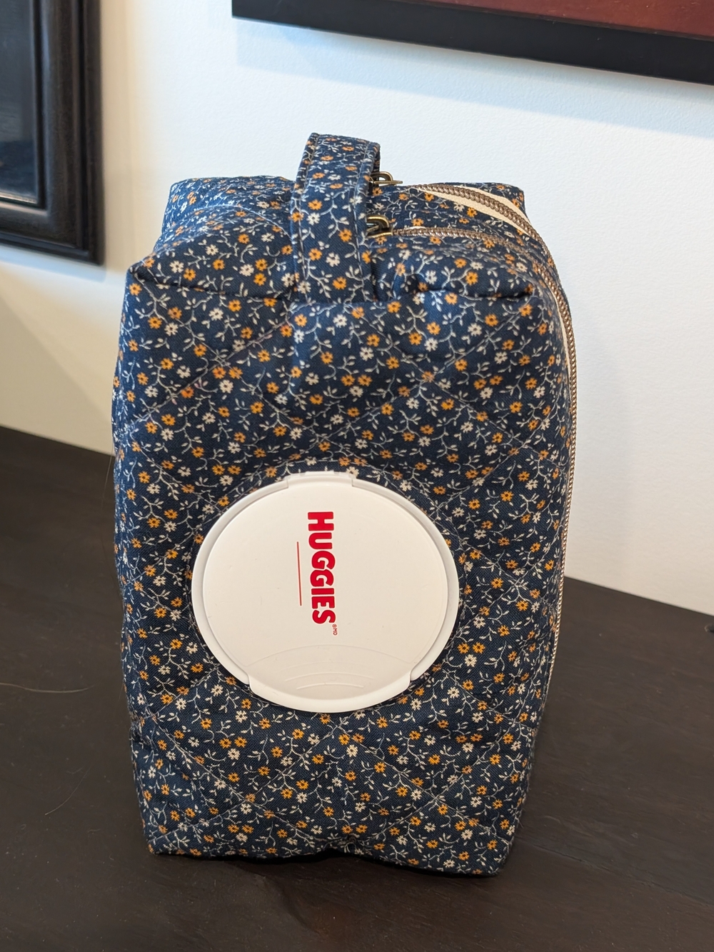 Navy Floral Wipes Organizer Pouch